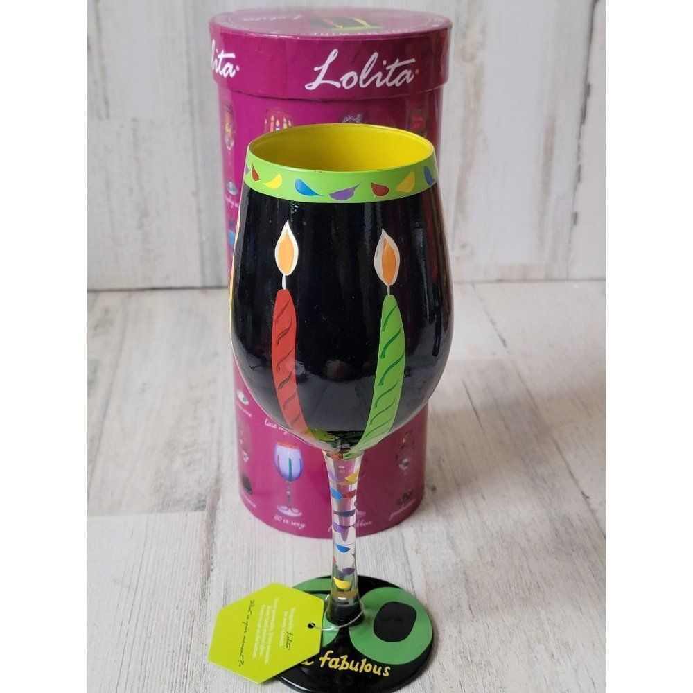 Lolita 50 and Fabulous wine glass birthday drinkware decor‎